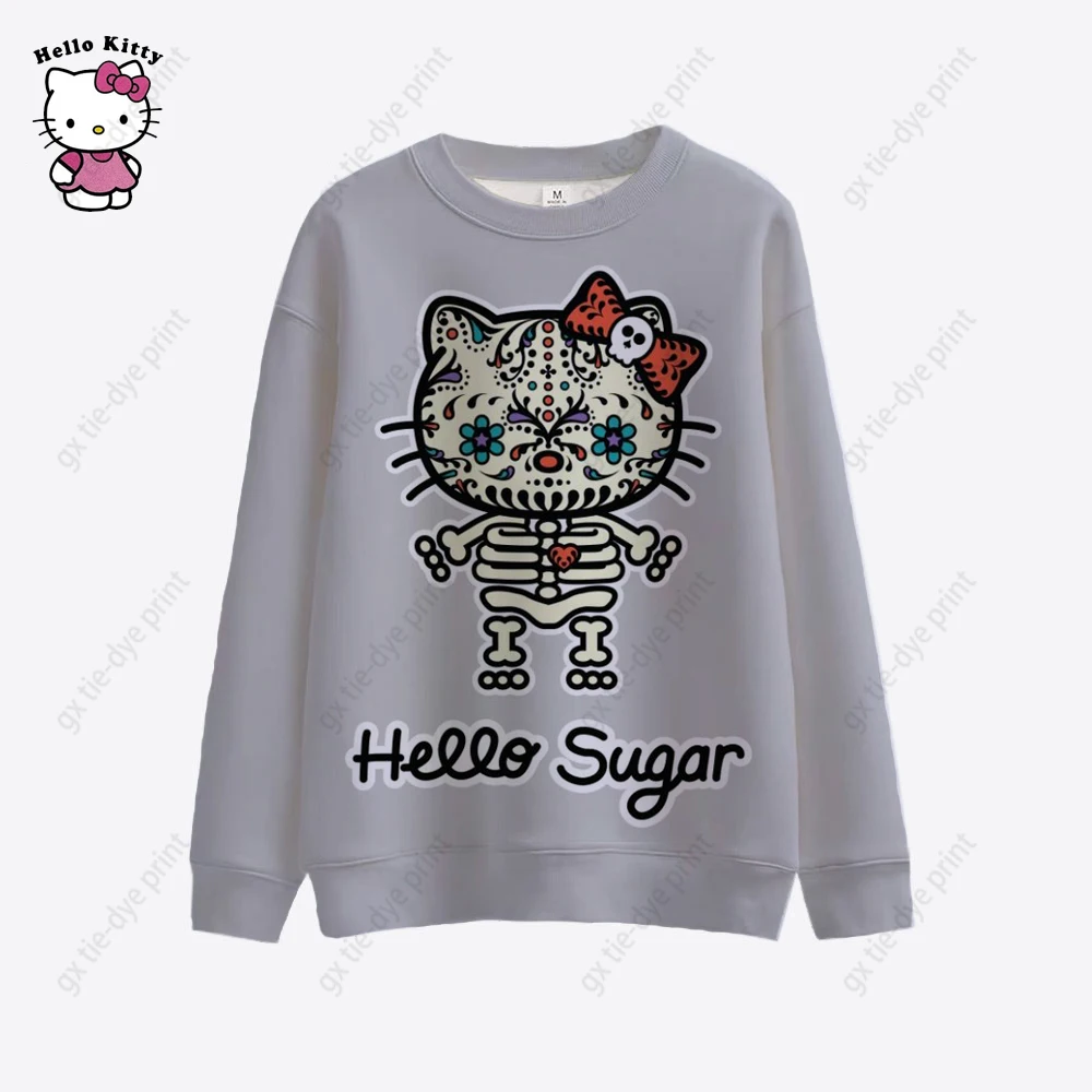 

Женский пуловер с круглым вырезом и принтом «Hello Kitty»