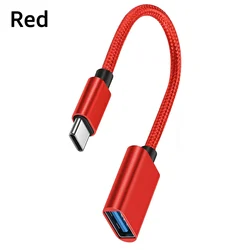 Universal USB - C to USB - A OTG Adapter Cable, USB 3.0 Male to Female Data Cord (Red)