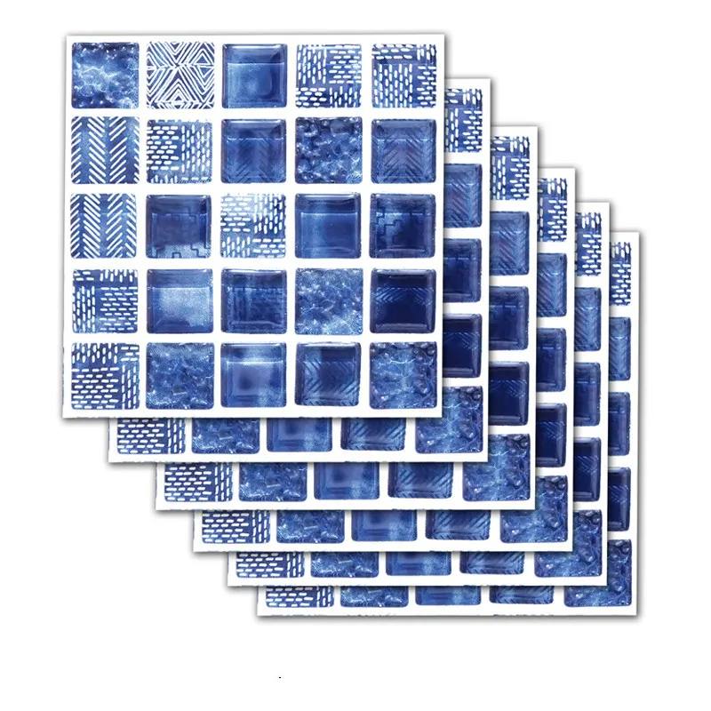 

Hot 3D Imitation Marble Tile Self-adhesive Wallpaper Kitchen Bathroom Renovation Wallpaper 6PCS
