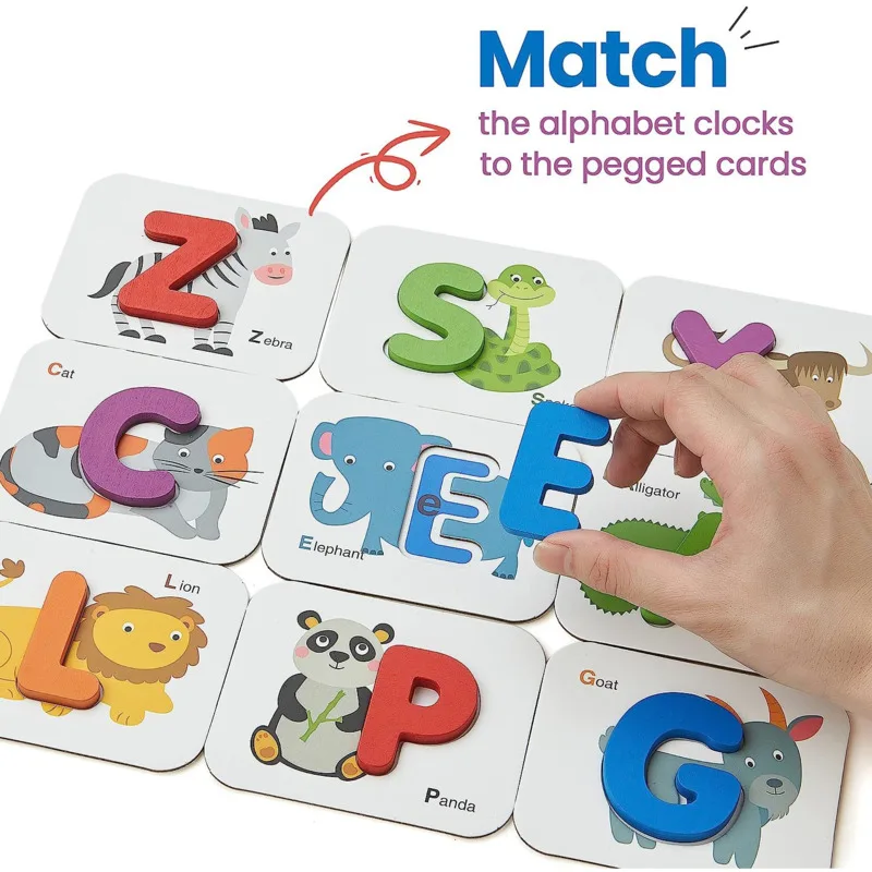 Montessori Learning 3D Animal Letter Puzzle Educational Toys Cards Colorful Wooden Puzzle Game Cognitive Children New 5