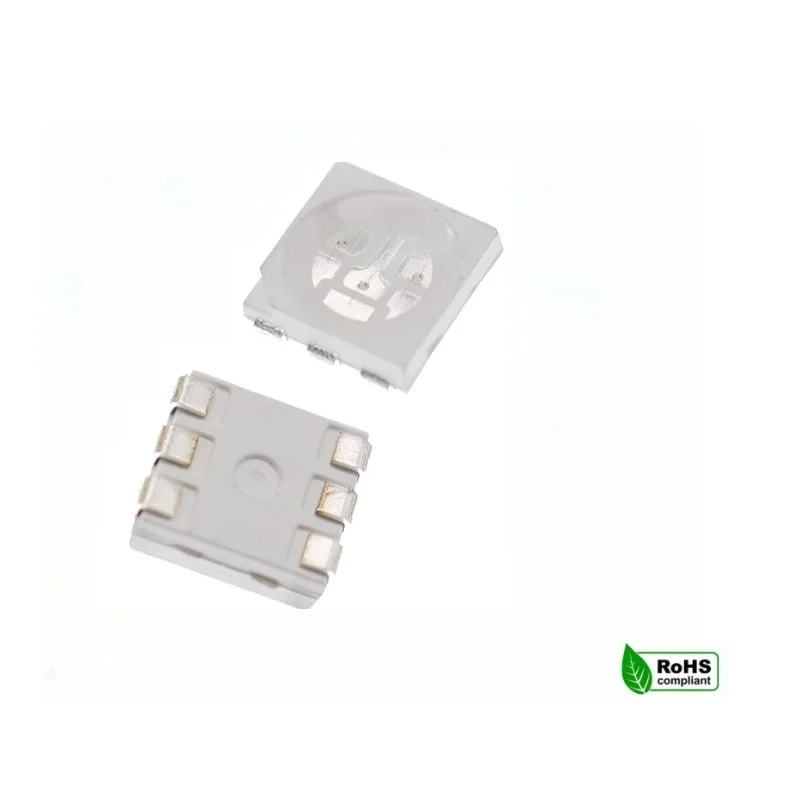 

50PCS/LOT 6pins SMD 5050RGB LED Common anode Tri-Color Emitting Diodes Diffused 5050-RGB