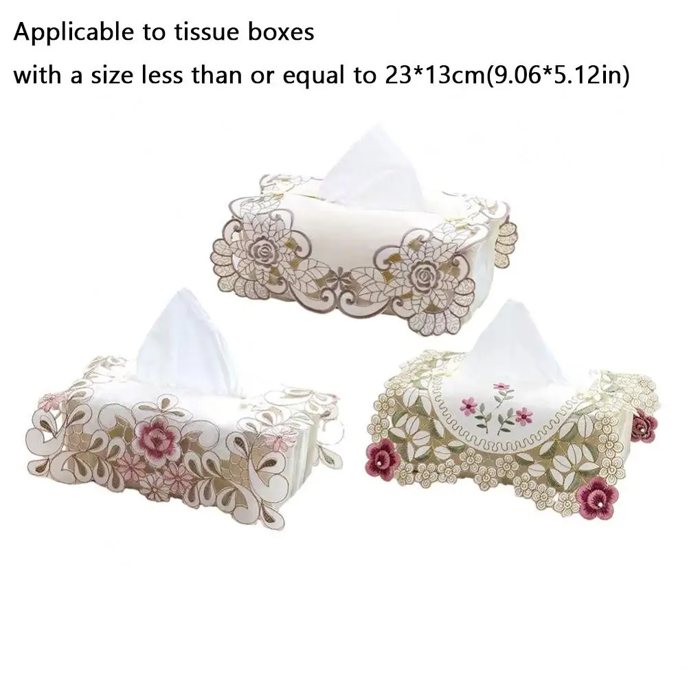 New Lace Fabric Tissue Box Cover Embroidery Vintage Table Tableclot Pastoral Style Hollow Table Runner Home Decor