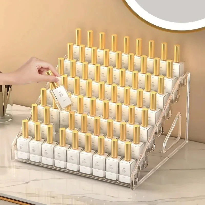 Transparent Multi-Tier Nail Polish Display Stand Plastic Clear Nail Art Glue Storage Rack Cosmetic Organizer Box