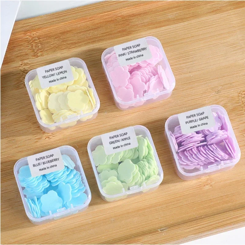 Hand Soap Disposable Soap Paper Traveling Toilet Soap Slice Petal Soaps Flakes Tablets Student Carrying Petal Hand Clean