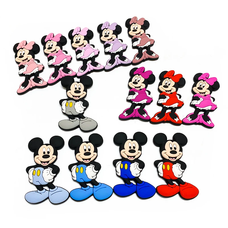 Minnie Mickey Mouse Silicone Teether Baby DIY Pacifier Chain Clips 5pcs