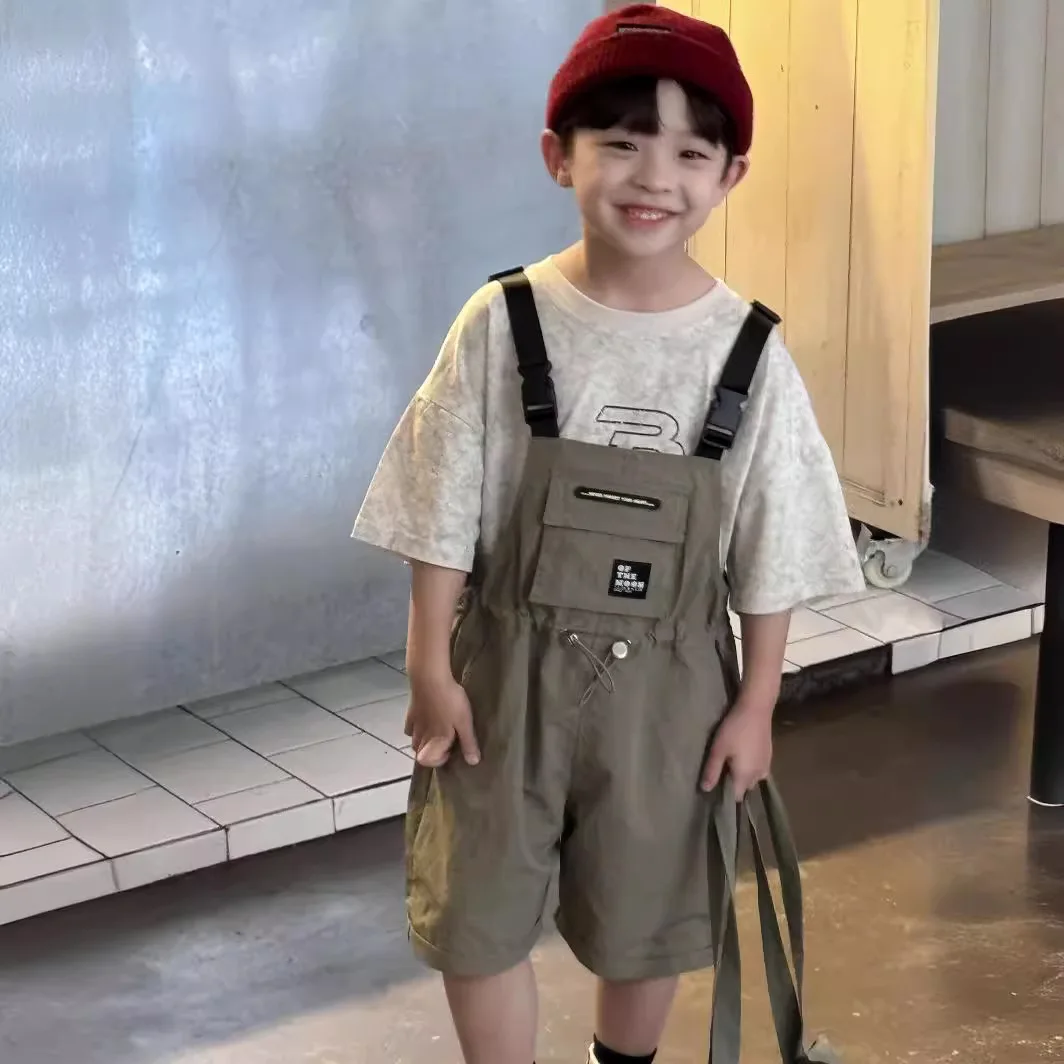 

Детская одежда, Новинка лета 2024, корейские однотонные повседневные брюки, модные и крутые летние брюки для улицы