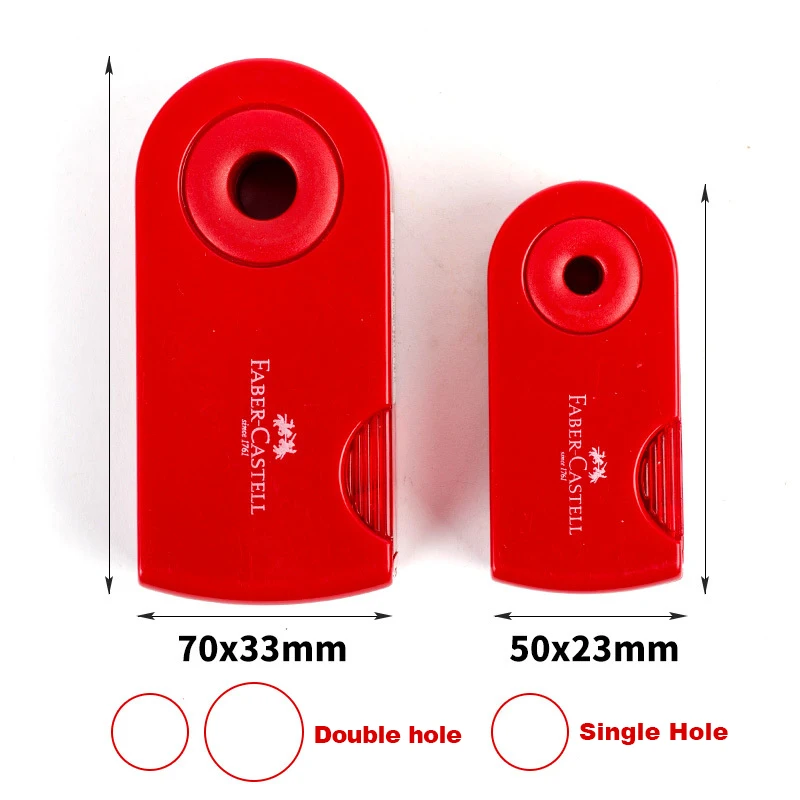 Faber Castell Mini Temperamatite Singolo Doppio Foro Nero/Rosso/Blu Studente Creativo Taglio Cancelleria Forniture per Ufficio Scolastico - immagine 6