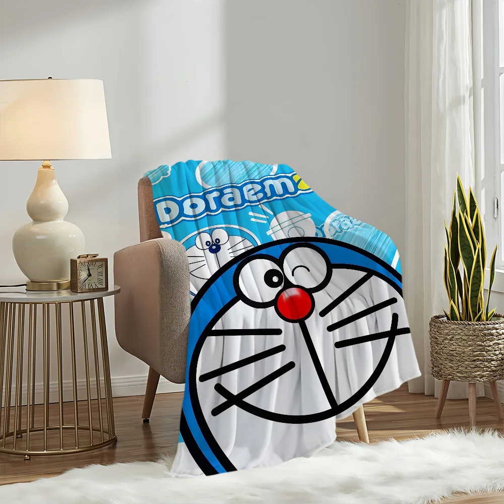 Cute Cartoon D-Doraemon Cat Blanket Plush Nap Sofa rug for Living Room Warm Office Bedroom Birthday Home Travel Kid Gifts 4