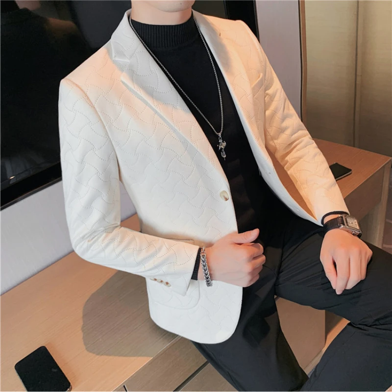 

Korean Style Men Spring High Quality Business Suit Male Slim Fit Casual Groom's Wedding/banquet Tuxedo Man Dress Blazers Jacket