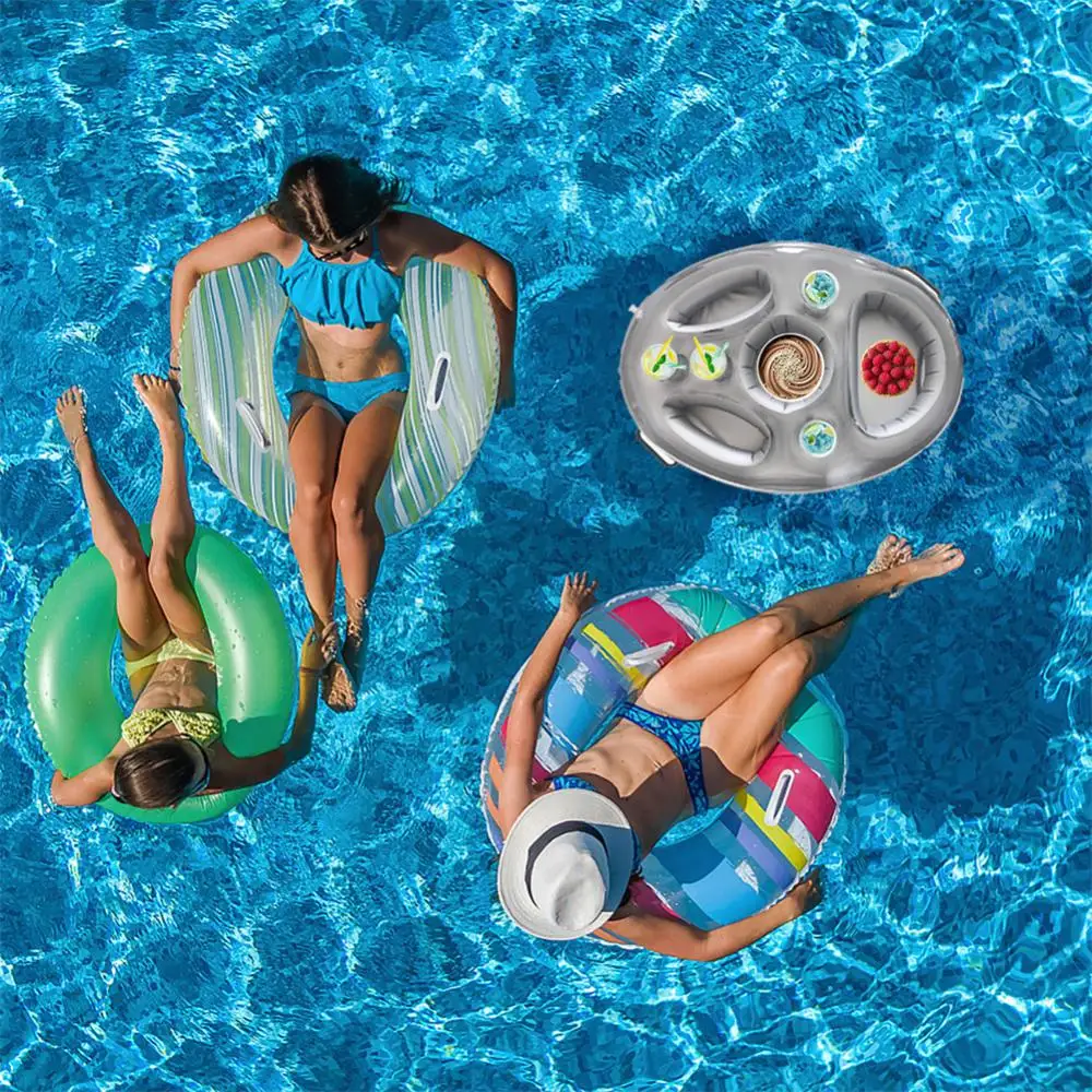 

Summer Party Bucket Cup Holder Inflatable Pool Float Beer Drinking Cooler Table Bar Tray Beach Swimming Ring Accessories