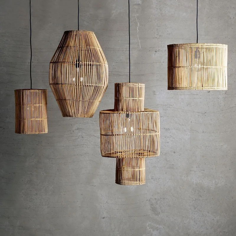 

Chinese Style Rattan Pendant Lights Vintage Hand-woven Chandeliers For Living Room Dining Study Home Decor Bedroom Bedside Lamp