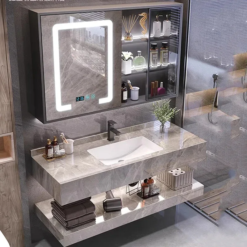 Simple Partition Bathroom Vanities Storage Vintage Toilet Vanity Bathroom Vanities Washbasin Light Mobiletto Bagno Furniture