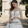 BEPEITHY Customized Pastrol O Neck Lace Modern Wedding Dresses For Women A Line Long Sleeves Wedding Dress Beach Bridal Gown 3