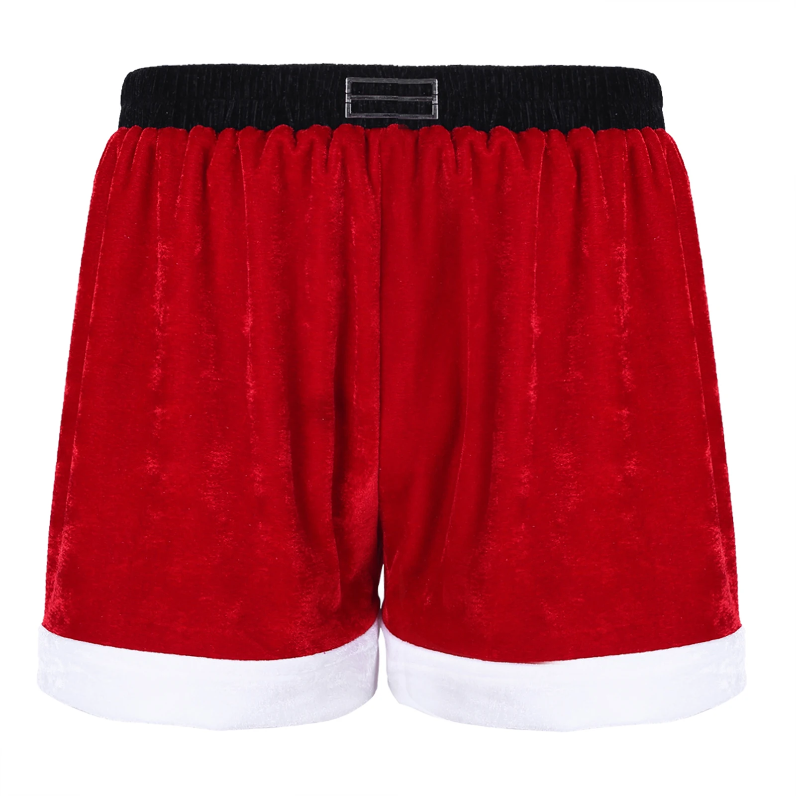 

Christmas Mens 2-Piece Set Cosplay Costumes Red Velvet Santa Claus Hat with Flannel Santa Claus Boxer Shorts Xmas Party Gifts