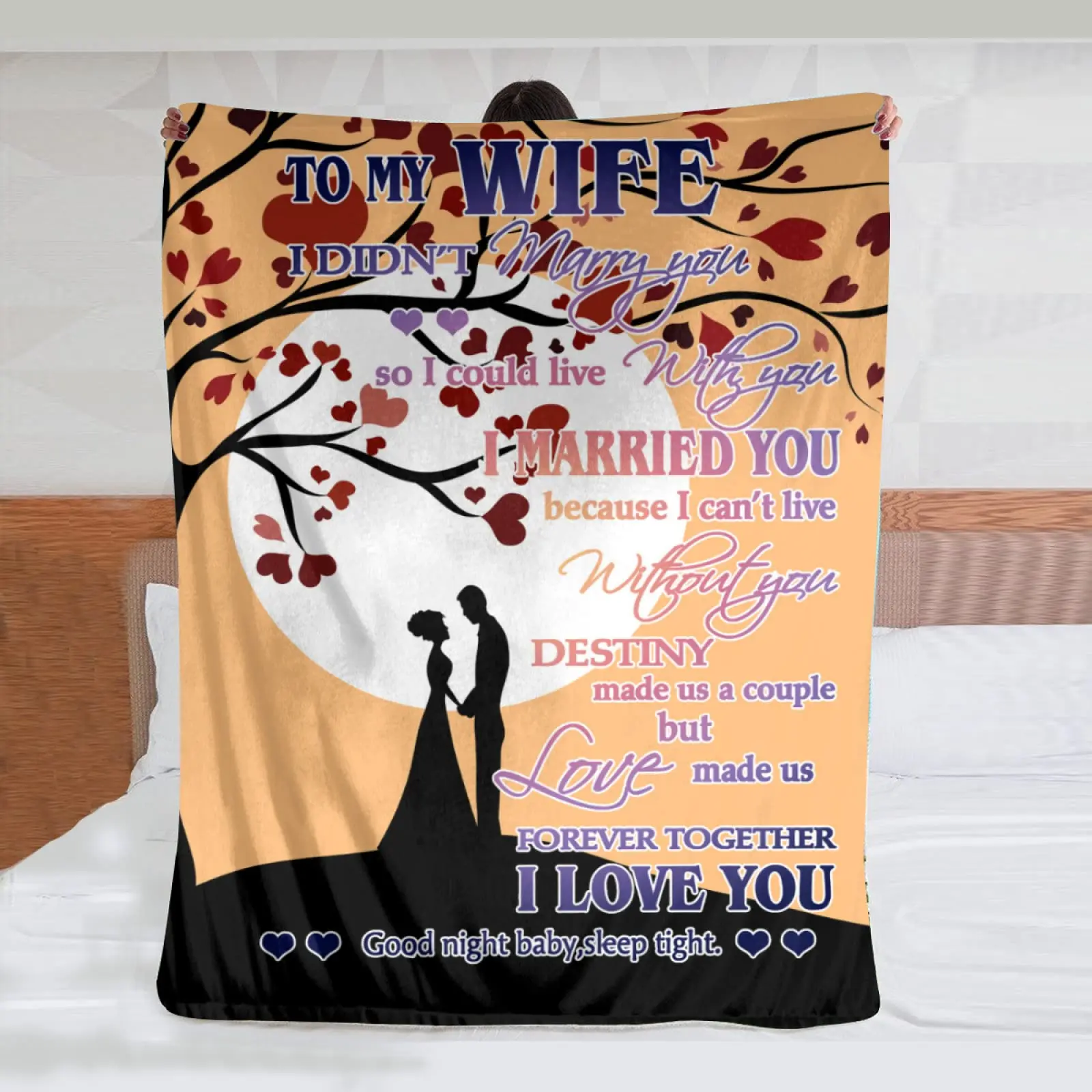 

Одеяло Фланелевое с надписью «Моя жена»