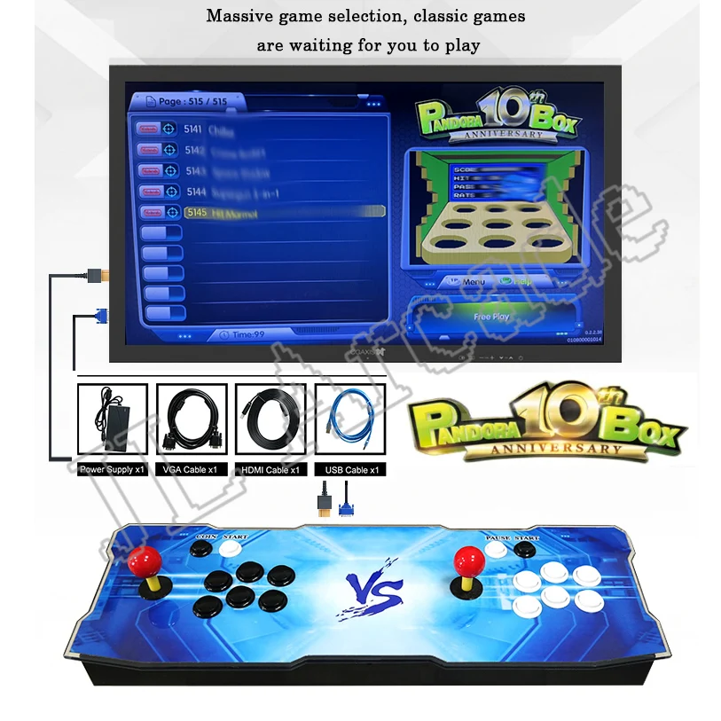 Pandora Box 10Th anniversary 5171 IN 1 Family Version Light Gun Arcade Games For 2 Players DIY Game Cabinet