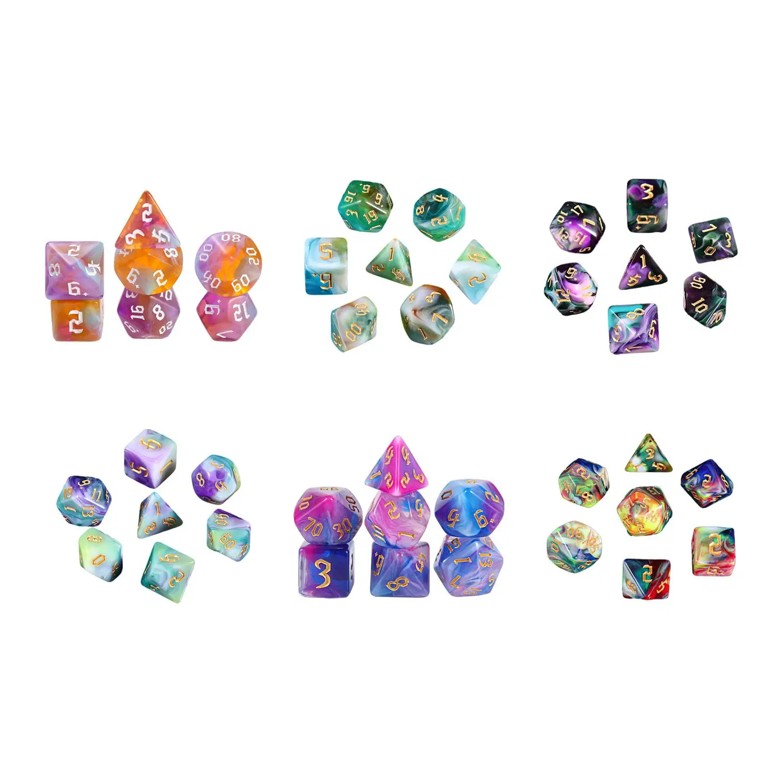 

7Pcs Polyhedral Dices Set, D4-d20 Acrylic Dices Board Game Bar Toys, Multi Sided