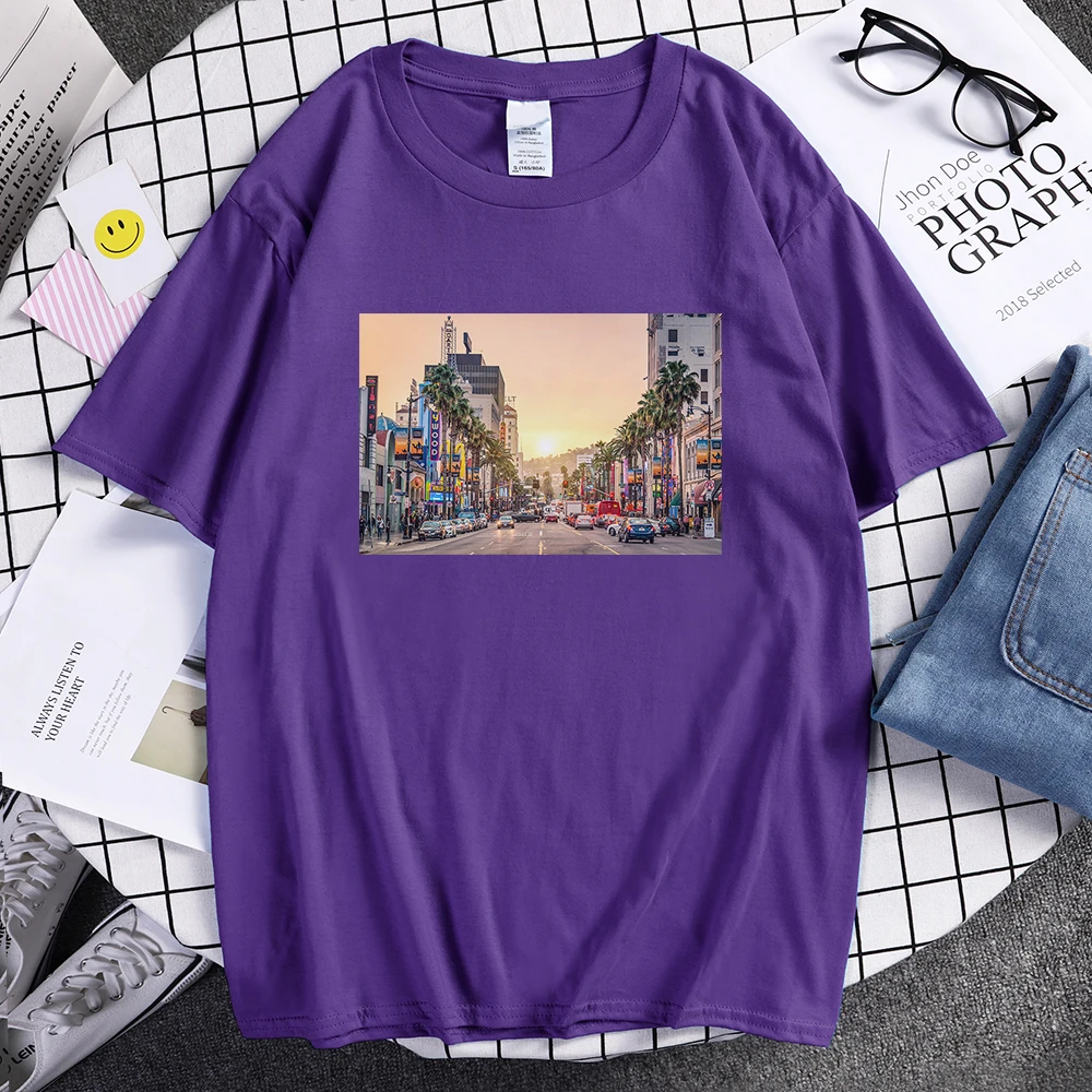 

Hip Hop Los Angeles Printing Male T-Shirt Summer Comfortable Tshirt Oversized Vintage Tee Shirts Crewneck Loose T Shirts Mans
