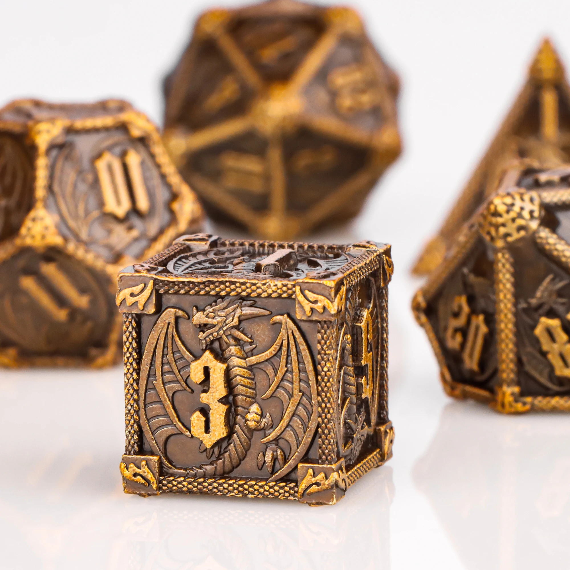 Metal Dice Set Black Dragon D&D Dice RPG for Dungeons and Dragons Role Playing Game Polyhedral