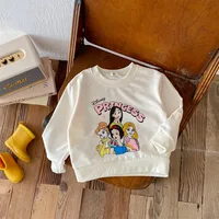 2024 Autumn Hot Kids Clothing Disney Princess Children's Top Girl's Fashion Loose Sweater Round Neck Casual Children's Wear 3