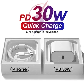 Pour Apple PD 30W USB Type C Chargeur Pour iPhone 15 13 12 11 14 16 Pro Max Plus XR X XS iPad Chargeur Rapide Adaptateur Câble De Charge Rapide