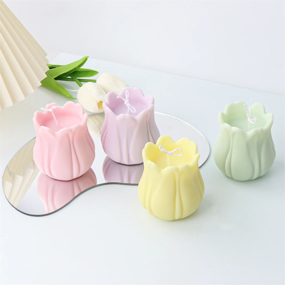 

3D Tulip Flower Candle Mold INS Style Silicone Mould Aromotic Soap Gifts Art Making Home Decoration Desktop Decor Tool