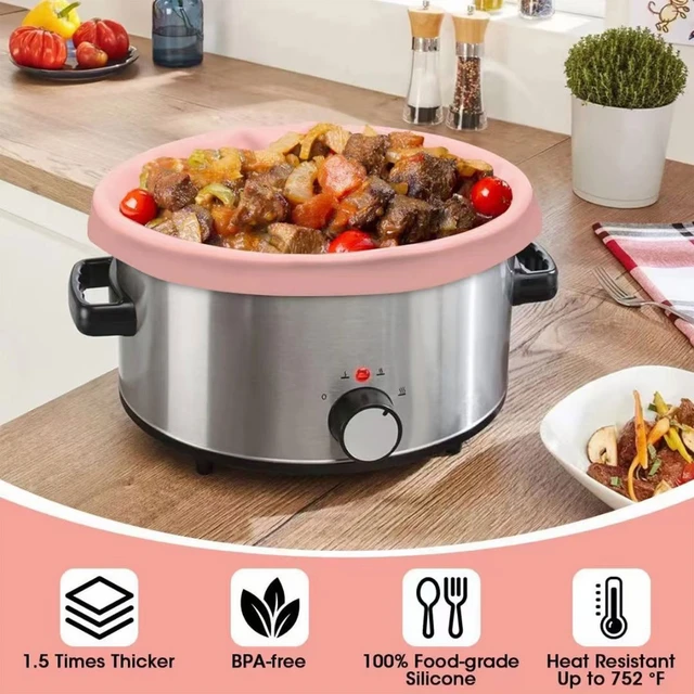 Silicone Slow Cooker Liners Reusable Fit 6 To 8 Quarts Crockpot