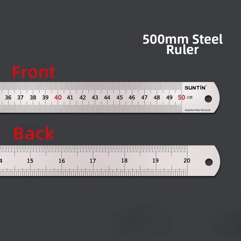 50cm 스테인레스 스틸 자 고온 담금질 두께 5mm 강철 자 굽힘 방지 은색 자