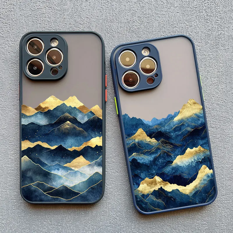 Gold and Blue Mountains Shockproof Phone Case