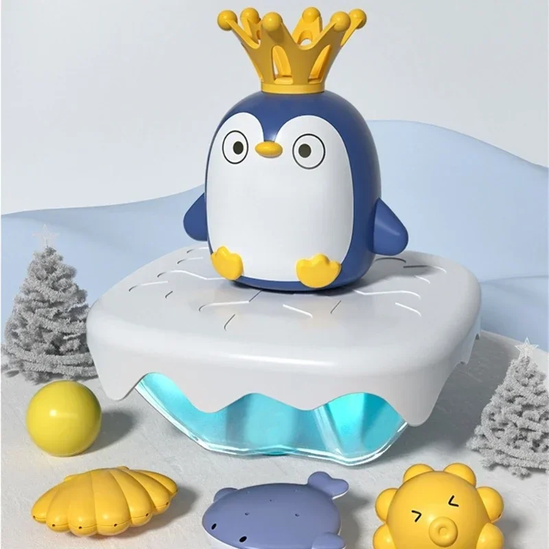 Children's Bathroom Iceberg Penguin Rotating Water Spray Summer Water Toy Cartoon Electric Baby Bath Interactive Toy 2