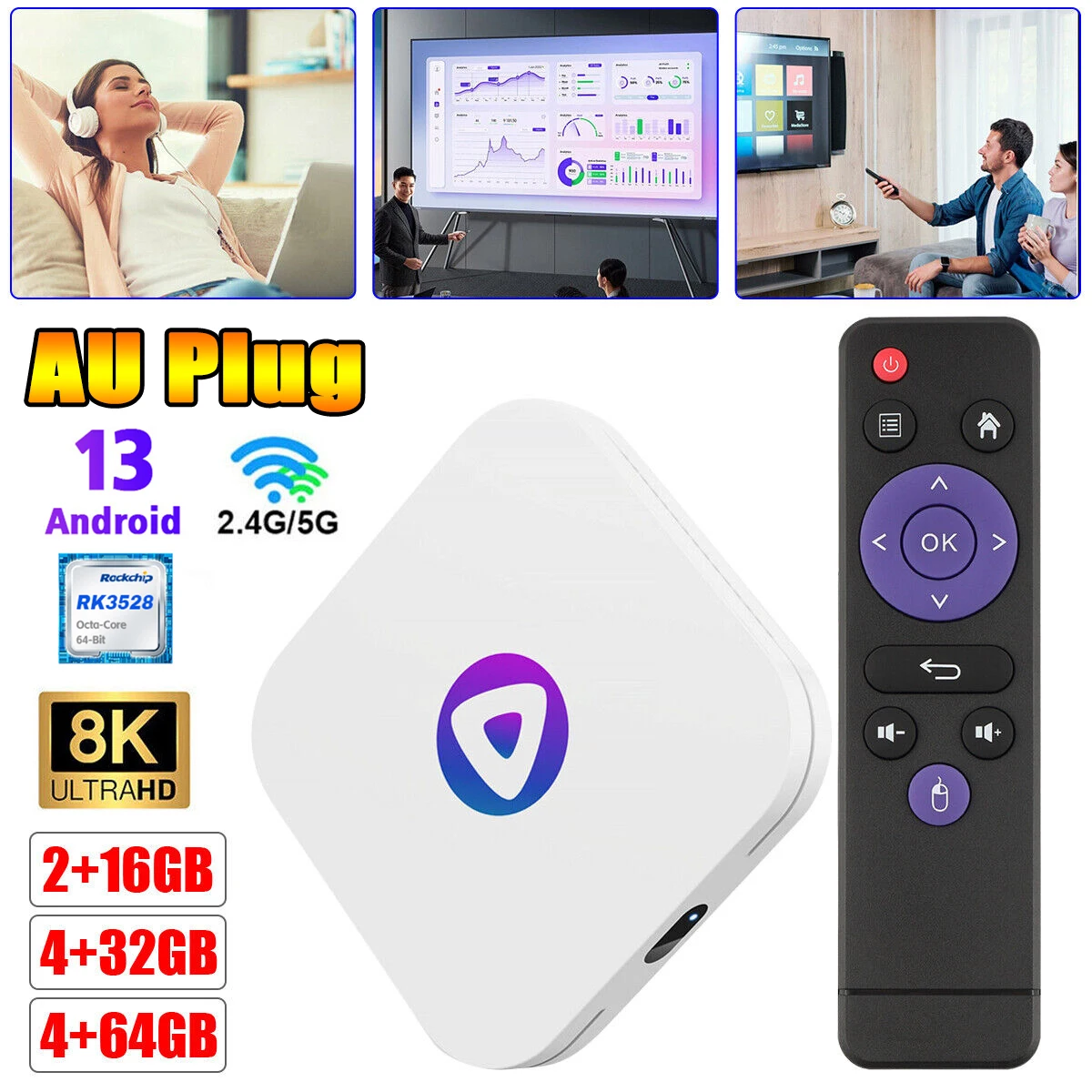 

H96 Max M1 Android 13 Smart TV BOX RK3528 4G+64G 8K HD Dual Band WiFi Smart Media Player