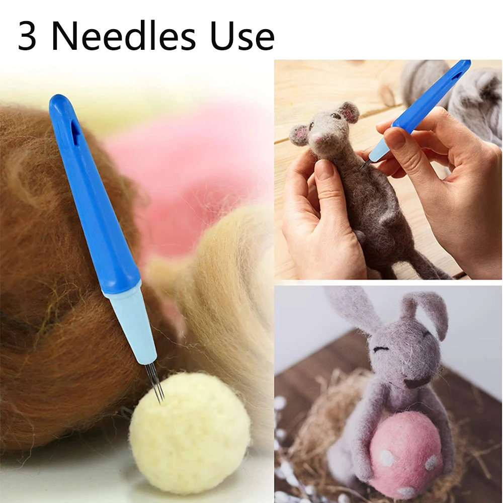 Felting Needle Kit with 7 Needles 3 Starter Kit Felt Diy Package Wool Felt for DIY