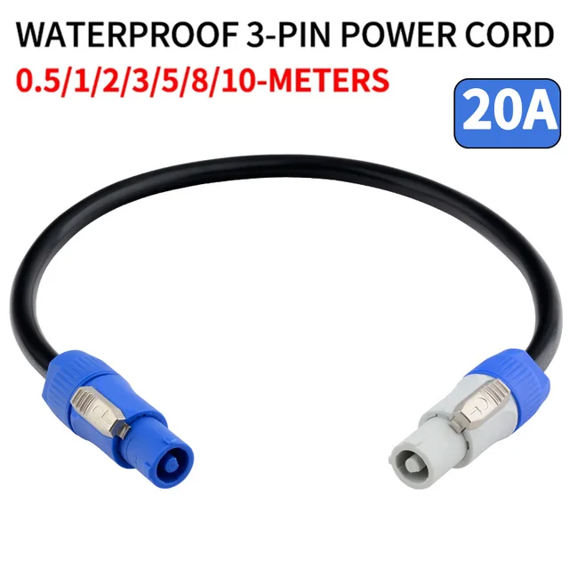 Weatherproof 3-Pin Power Cable (3×1.5mm²) for Stage Audio, Lighting Gear, Beam Projectors & LED Displays 1