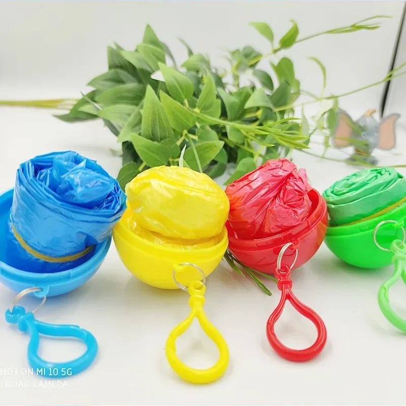 1 Pcs Portable Raincoat Disposable Poncho Unisex Raincoat Ball Cape Key Ring Ball Rainwear Poncho Safety Clothing