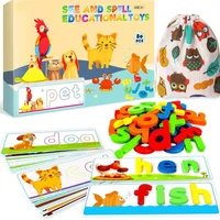 Montessori Learning 3D Animal Letter Puzzle Educational Toys Cards Colorful Wooden Puzzle Game Cognitive Children New 1