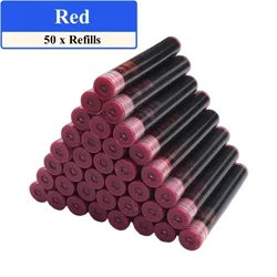 Premium Refillable Fountain Pen Set with Assorted Ink Refills: Ideal for Students and Office Use (50 x Red Refills)
