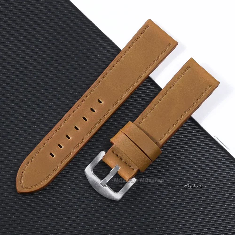 Vintage Matte Genuine Leather Watchband Strap in Black, Blue, or Brown