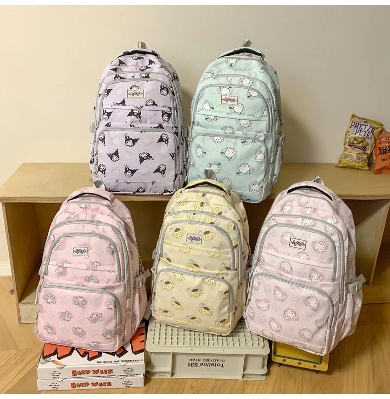 Hello Kitty Schoolbag Girls Cute Cartoon Lightweight Backpack Junior High School Students Large Capacity Campus Backpack