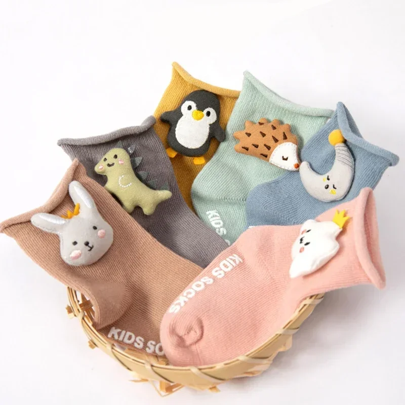 

Cute Cartoon Children's Socks Dolls Baby Boys Girls Casual Socks Anti Slip Loose Mouth Pure Cotton Kids Floor Socks