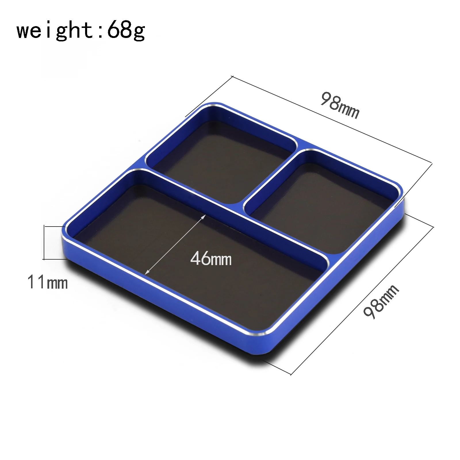 Bandeja de tornillo magnética de aluminio, herramienta de almacenamiento para coche, barco, avión, modelo RC, RS 98x98x11mm, CNC