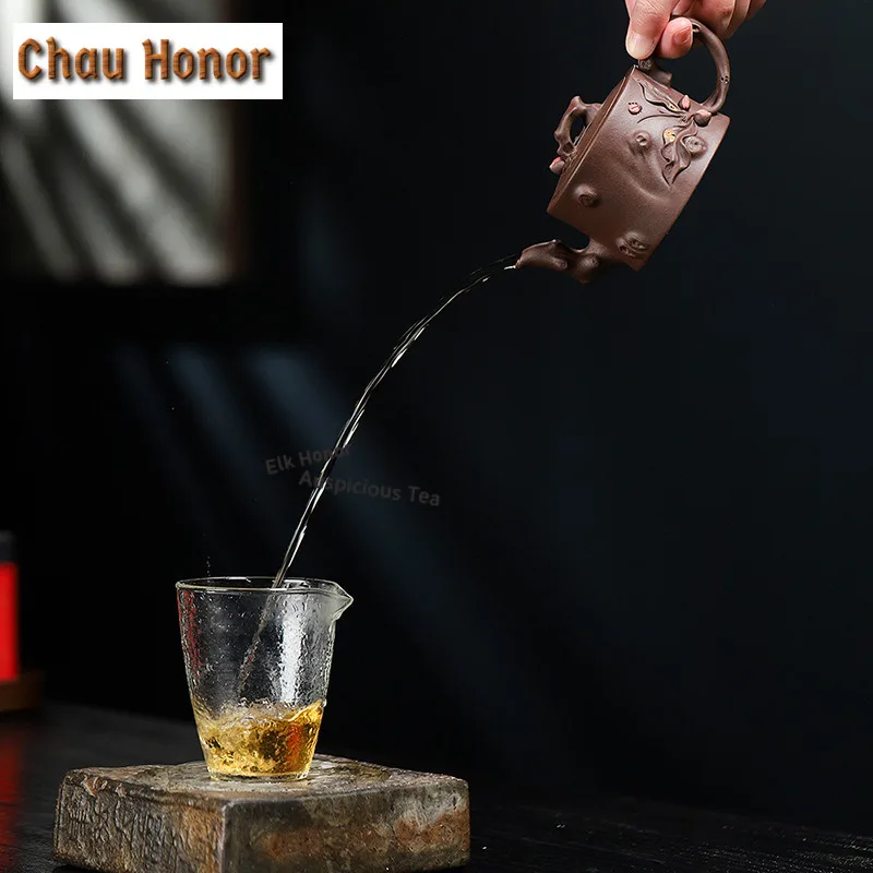 200ml Classic Yixing Purple Clay Teapots Handmade Stump Pot Raw Ore Mud Tea Infuser Kettle Chinese Zisha Tea Set Tableware Craft
