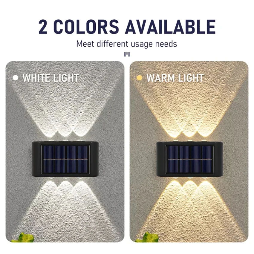 10 LED Solar Wall Lamp Outdoor Waterproof Solar Powered Light UP and Down Illuminate Home Garden Porch Yard Decoration