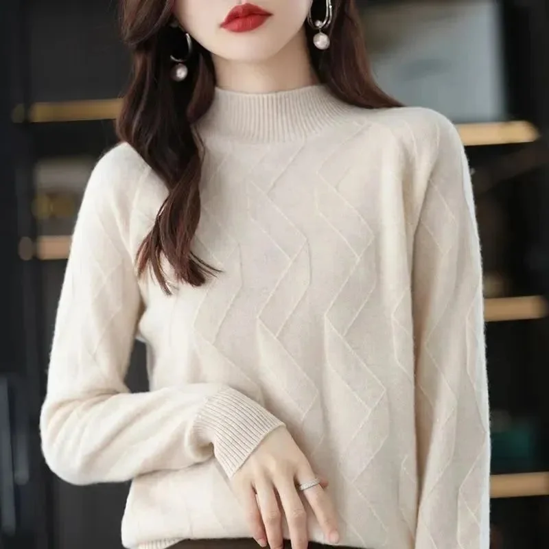 

2023 New Loose Soft Turtleneck Sweater Knitted Soft Pullover Women Casual Long Sleeve Sweaters Female Jumpers Top