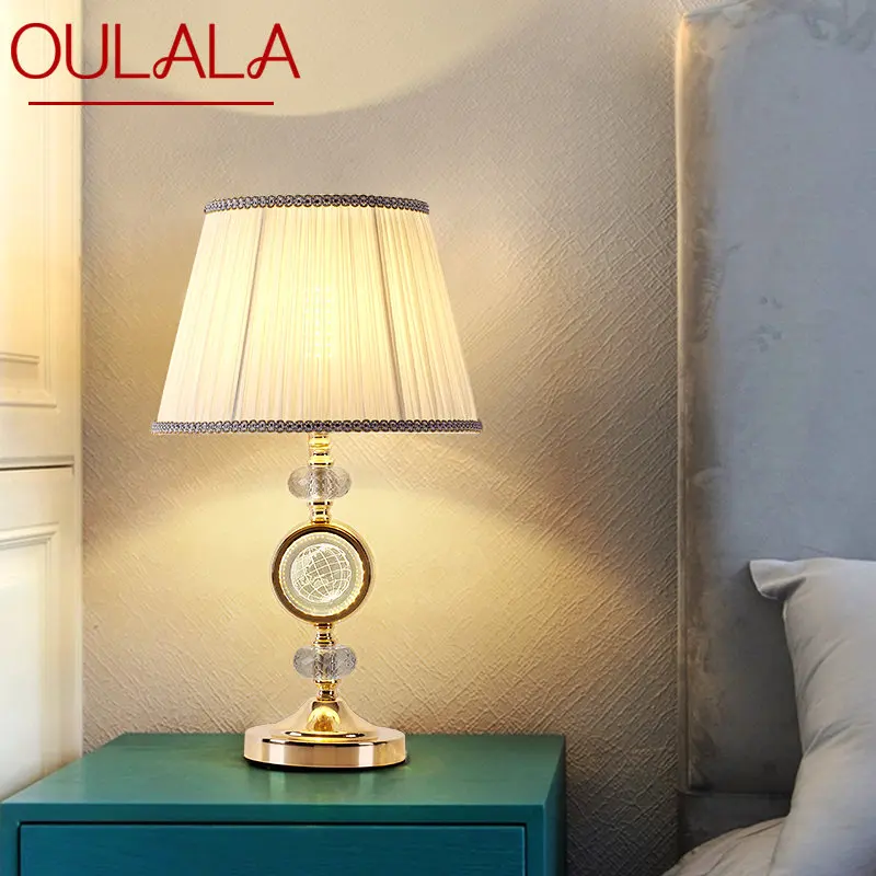 

OULALA Modern Crystal Table Lamp LED Vintage Creative Decor Desk Light Fixture for Home Living Room Bedroom Bedside
