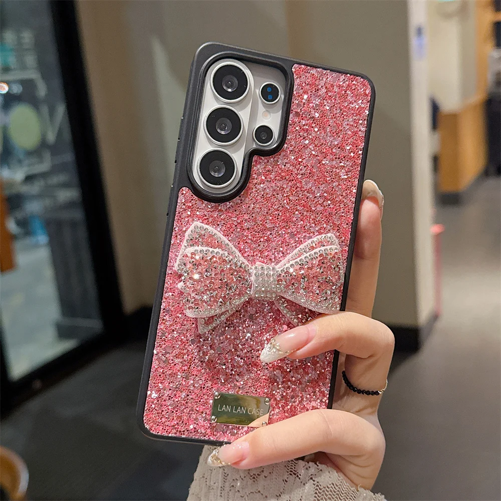 Luxury 3D Rhinestone Butterfly Bow Glitter Phone Case - Full Screen Shockproof Bumper Cover