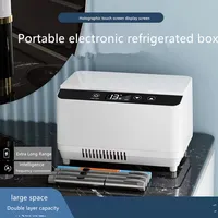 Boîte de réfrigération de médicaments à insuline, boîte de refroidissement à insuline de très grande capacité à double couche, écran tactile LED, réfrigérateur de voyage en voiture 2