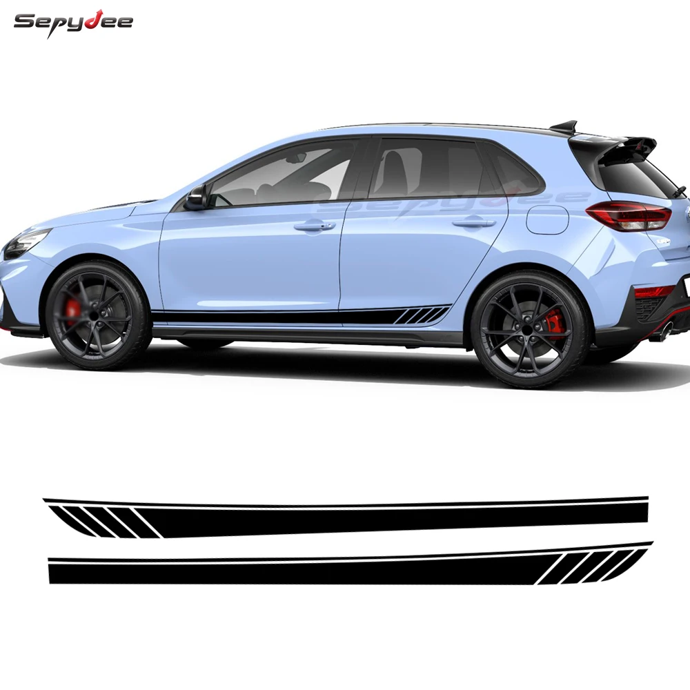 

2Pcs Racing Sport Car Door Side Skirt Sticker For Hyundai i30 i30n Body Long Stripes Vinyl Decals Auto Tuning Accessories