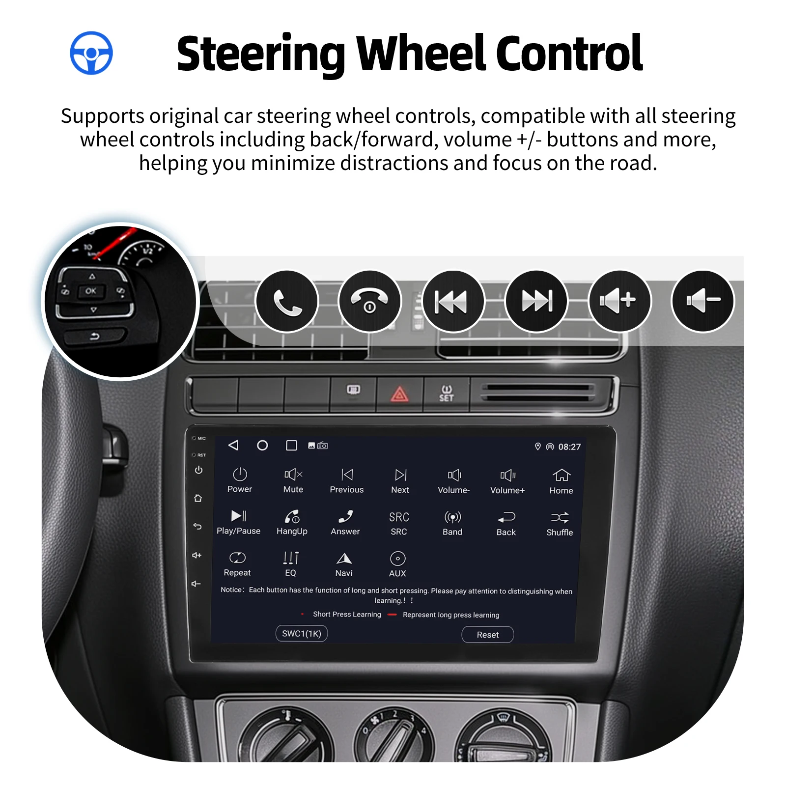 Autoradio ESSGOO Android 15 9 Zoll 64G für VW Polo MK5 6R 6C 2011-2016 Drahtloses CarPlay Android Auto GPS Navigation WIFI RDS Lenkradsteuerung Bluetooth FM Mirror Link KI-Stimme ChatGPT IPS Touchscreen – Detail 18
