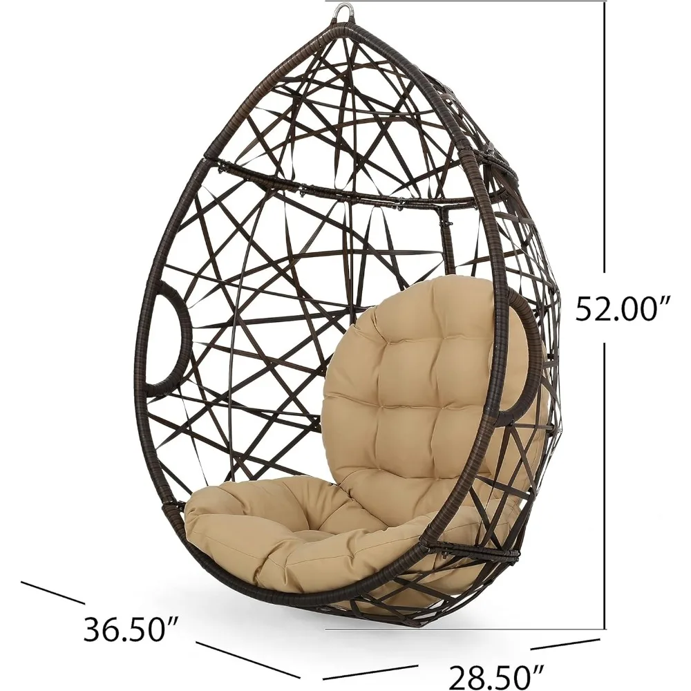 Tear Drop Hanging Chair with Stand, Cushion, for Patio Backyard Garden Livingroom Bedroom, Hanging Hammock Egg Chair 5