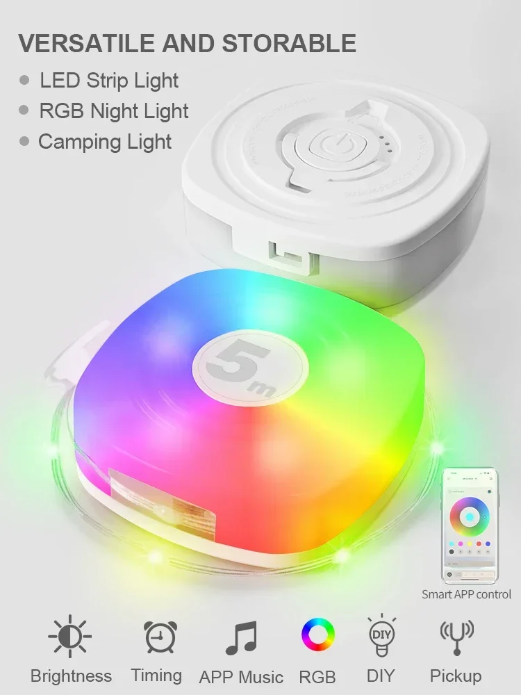 Rechargeable USB LED Camping String Light 8 Modes DIY Waterproof Portable Tent Light for Outdoor Hiking Courtyard Decoration